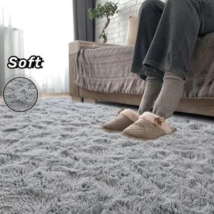 Soft Area Rugs For Bedroom Fluffy Nonslip TieDyed Fuzzy Shag Plush Shaggy Bedside Rug Living Room Carpet 240424