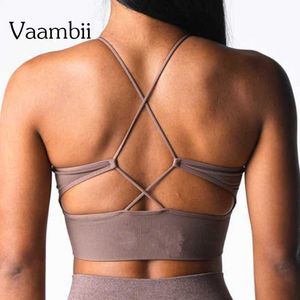 Aktive Unterwäsche Yoga Top Backless Sport Bra Frauen Unterwäsche nahtlose Fitness Innere gepolsterte Yoga Weste Bralette Frau Fitnessstudio Sport Bra Sportswear D240508