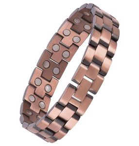 Bracciale a sollievo dal dolore magnetico in rame puro vintage per uomo terapia magneti a doppia fila collegamento catena di uomini gioielli2193826