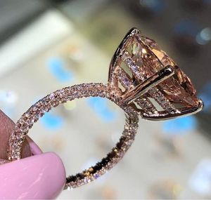 Nowe damskie pierścionek Rose Gold Big Square Cubic Zirkonia Biżuteria Party Wedding Vintage Pierścienie dla mężczyzn i kobiet 8977666