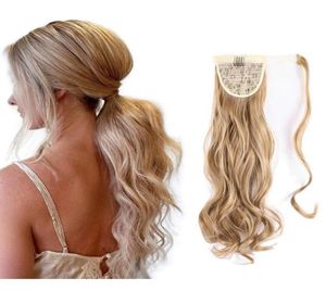 Long Wave Clip In Synthetic Pony Tail Heat Resistant Fake Hair Ponytail Extension wrap round4205871