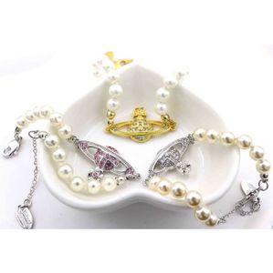 Designer Westwood Star também é uma versão mais alta Diamond Saturn Pearl Bracelet Fashion Fashion