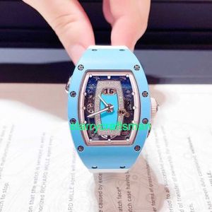 RM Luxury Watches Mechanical Watch Mills Womens Series 5263x344mm Automatisk mekanisk kalender Womens Watch Blue Ceramic Side Platinum RM037 Limited ST2Z