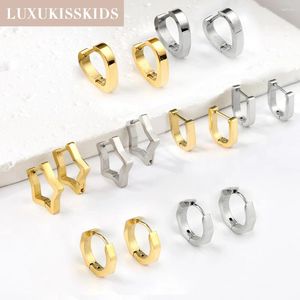 フープイヤリングluxukisskids luxukisskids for man for man/woman silver/gold color tiny Round Clips Gothic Steel Aretes