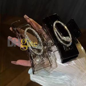 Frauen Luxusklauenklammern Strassbrief Haarklemmen Klassische Quadrat Big Hair Clips Mädchen Mode transparente Klemme