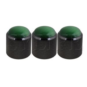 Accessories 3 x Green Glass Head Practical Electric Guitar Black Dome Knobs Alloy