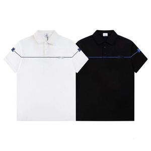 24SS Ny tryckt Polo 230G Double Yarn Cotton T-shirt Summer Slim Fit Short Sleeved European Fashion Trend Etikett