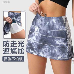 Skirts Skorts Tie Dye Tinnis Sport Skirt Women 2024 Wear Kpop Dance Gonna Fitness Badminton Gym Sports Shorts Shorts Training D240508