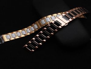 Braccialetti ceramici e in acciaio inossidabile braccialetti di cinturino nero con in metallo in oro rosa vestito di suragia del polso S2 S3 Fashioni 1306262