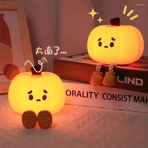 Night Lights LED Light Cute Pumpkin Dimmable Silicone Lamp USB Rechargeable Timing Bedside Decoration Desk For Kids Friends Gift