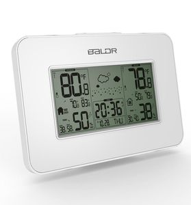 Ny Baldr Weather Station Clock inomhus utomhus temperatur Fuktighet Display Trådlös väderprognos Alarm Snooze Blue Backlight 4067506