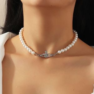 Designer Jewelry Pendant Necklaces Fashionable And Minimalist Design With A Sense . Empress Dowager Pearl Alloy Necklace With Diamonds And Saturn Pendant For Women