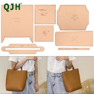 QJH Bucket Bag Tote Bag Portable Bag Acrylic Mall Diy Leather Craft Mönster med hålmall Symtillbehör 240419