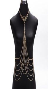 Luxury Fashion Sexy Body Waist chain Gold Silver color Body Chain Bra Slave Harness Necklace Tassel Waist Jewelry T2005085257746