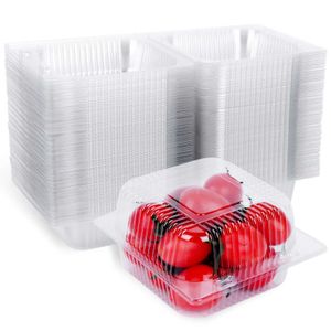 Disposable Dinnerware 100 transparent food containers with sandwich covers removal trays plastic hinged disposable takeaway boxes Q240507