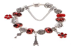 2022 NYA ORIGINAL CHARM TOWER PENDANT RED JAGE ALBEL PLATINUM DIY Pärlagad damer Eleganta smycken med Box Holiday Gift5409616