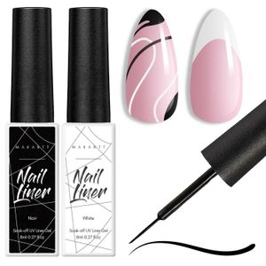 Nagelgel Makartt Politur Liner Set 8ml 2 Farbkunst Französisch Weiß Schwarz für Tipp für Tipp Wirbelstreck Einweichen Q240507