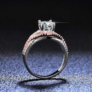 Band Rings Female engagement RVVS1 Mosilicone Rwith Side Stone Promise Bridal Ring 2 14k Gold Plated SterlSilver Jewelry J240508