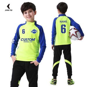 Trikots Kinderfußball -Trailsuit warmes Fleece -Fußball Sportbekleid Langarm Fußball -Tracksuit Sweatsuit Running Jogging Jacke für Boy H240508