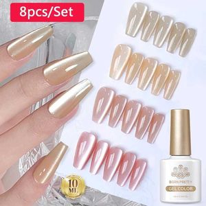 Nagelgelfödd vacker månsken katt magnetisk gel 10 ml 8 st blöt ut fristående toppbeläggning uv förlängd pseudonail tips q240507