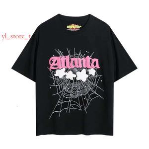 Designer T-shirt sp5de män t-shirt rosa unga thug spide web 555 man kvalitet skummande tryckmönster mode topp tee skjortor korta ärmar lyx kvinnor sommar 3502