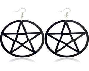 Punk Acrylic Large Star Dangle Earrings For Women Gothic Black Big Pentagram Round Drop Earring Fashion Statement Jewelry6682816