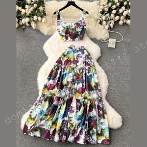 Brand Fashion Women's Floral Print Dress Skirt Set for Women Summer Beach Dress