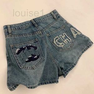 Shorts Shorts Designer Brand Fonte Etichetta: 2024 Summer Personalized Letter Righrowed Patch per Shimming Denim Shorts, sexy e versatile GBTW