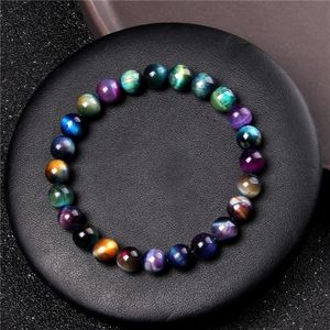 Fashion Real Natural Tiger Eye Stone Bracelet 8mm Round Polished Beaded for Women Men Energy Jewelry Gifts 240423