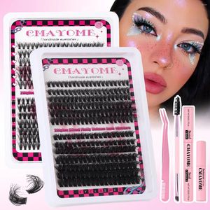 False Eyelashes 260 PCS Fluffy Natural D-curve Segmented Grafting Lashes Fake Pack Individual Russia 60D80D