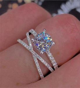 Jóias de Dexule, aliança de casamento de mulheres infinitas, 925 Sterling Silver Pave White Sapphire CZ Diamond Party Women Wedding Wedding Ring4003788