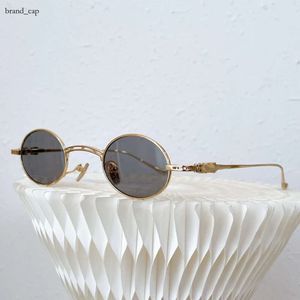 Chrome sunglasses CHROMES glasses men women sunglasses Metal Small frame oval glasses Rock punk street hip hop style Mirror leg carving technology Low key luxury