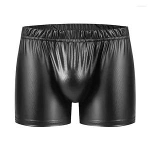 Underpants Мужские мокрые наклеивание искусственное кожаное масло Boxer Shiny Low Rise Rкраты гладкие шорты нижнее белье -лифт