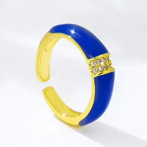 Clusterringe Modetrend Bunt Tropföl Micro Inlay Exquisite Zirkon Ring Geometrie Persönlichkeit Eröffnung Frauen Schmuck Geschenk