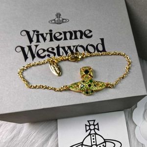 Designer Westwood versione alta alta bracciale in pietra irregolare SATURN personalità zircone intarsiata catena di diamanti