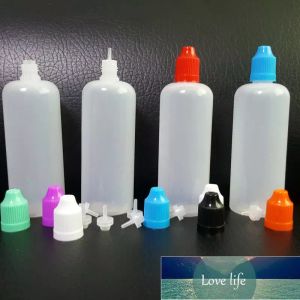 120ml şişeler pe yumuşak yarı saydam boş LDPE damlası 120 ml uzun ince iğne ile plastik şişeler Buhar suyu ambalaj şişesi için çocuk geçirmez kapaklar