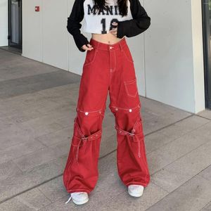 Frauen Jeans 2024 American Retro Red Worker Denimhose Weibliche Herbst Winter Design Sinn Nische lange lose breite Hose