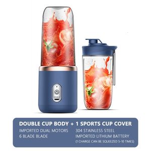 6 Blade Portable Dececer Cup Cup USB Smoothie Blender Cup беспроводная мини -зарядка фруктов сжимех для пищи ледовочка 240507