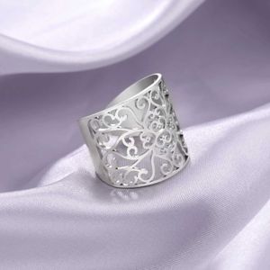 Anelli per matrimoni Skyrim Filigree Flower Ring Women Open Open Regolable inossidabile Anelli estetici Gioielli 2024 Regalo di fidanzamento del matrimonio