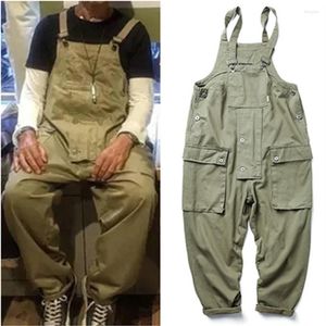 Herrenhosen 2024 Cargo lässig Streetwear Feste Farbe Lose Overalls Mehrfach-Pocket-Overall-Männer Hosenträger Baggy Arbeit tragen