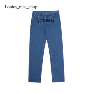 Vetements Jeans Vetements Men Jeans Real S高品質の男性女性サバエットデザイナージーンズファッションパンツ刺繍文字カジュアルストレートレッグパンツ270