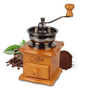 Trämanual kaffebönkvarn med keramisk Millston Retro Style Spice Burr Mill redskap Rostfritt stålhandtag 240511