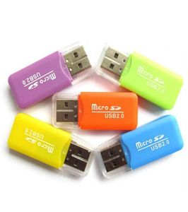 100pcslot colorido 20 USB de alta velocidade SD TF TFLASH Memory Card Card Reader Adapter for Computer4550788