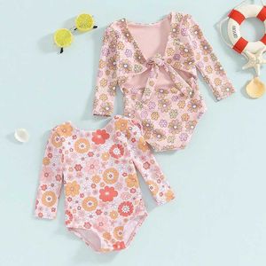 Bambino per bambini un bambino da bagno in 1 pece da bagno reversibile costume da bagno a maglietta a maniche lunghe abiti da bagno per la guardia da bagno cutano H240508