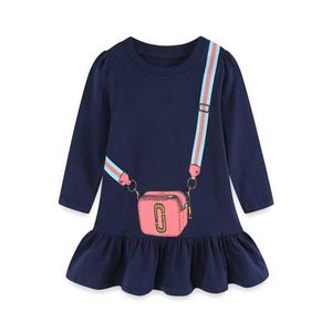 Girl's Dresses Jumping Meters Tutu Princess Girls Dresses For Autumn Winter Childrens Clothes Cartoon Bag Lovely Kids Party School DressesL2405