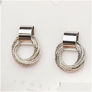 Stud 2024 Retro Metallic Gold Color Mtiple Small Circle Pendant Earrings New Jewelry Fashion Wedding Party For Drop Delivery Otvzn