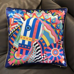 Luxury Brand Design Horse Silk Pillowcase Sofa Throw Pillow Chair Car Cushion Cover Home Decoration Fashion Pillow 240508