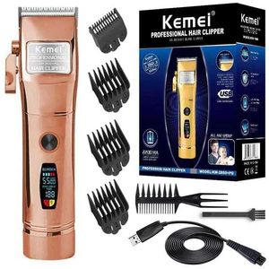 Hårtrimmer Kemei 2850+PG Cordless Professional Hair Clipper For Men Pro Li Hair Trimmer Electric Oarting Haircut Machine T240507