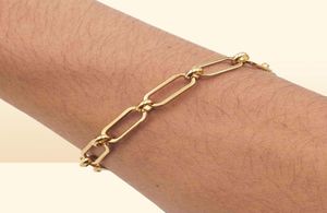 1pc 4mm neue 304 Edelstahl -Stahl -Kabelkette Armbänder für Frauen Männer Gold Silber Farbe Ovales Armband Schmuck Geschenk 19cm lang7511269