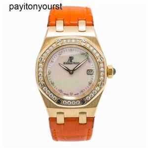 Tasarımcı Audemar Pigue Watch Royal Oak APF Fabrika Bayanlar 67601BA.ZZ.D012CR.02 Quartz 18k Yg Mop Dalay 33mm